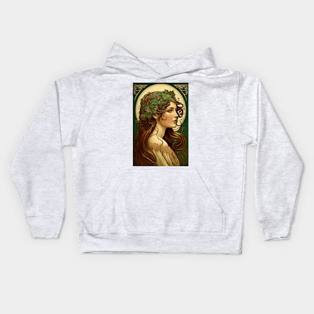 Irish Beauty - Art Nouveau Style Kids Hoodie by ArtNouveauChic